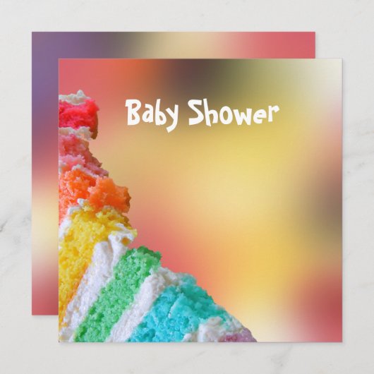 Rainbow Cake Baby Dusche Einladung (Vorne/Hinten)