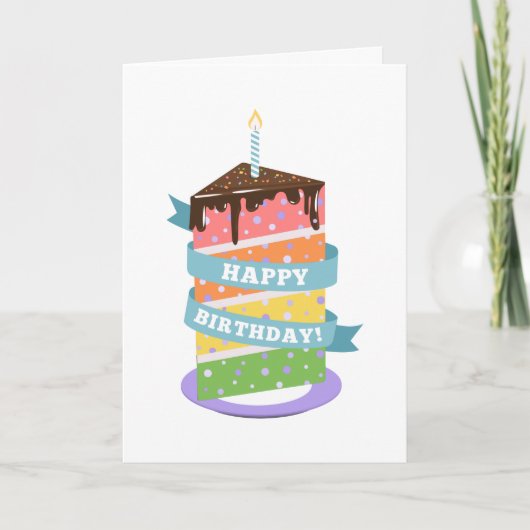 Rainbow Cake Birthday Card Karte (Vorderseite)
