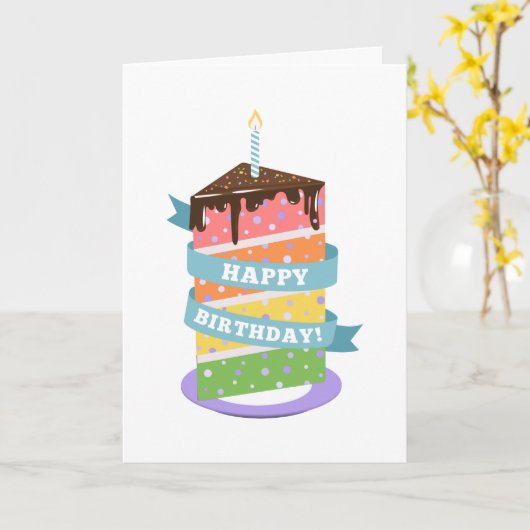 Rainbow Cake Birthday Card Karte (Gelbe Blume)