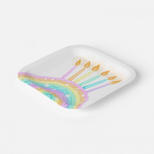 Rainbow Cake Birthday Party Pappteller (Gewinkelt)