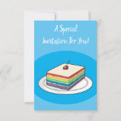 Rainbow cake Cartoon Einladung (Rückseite)