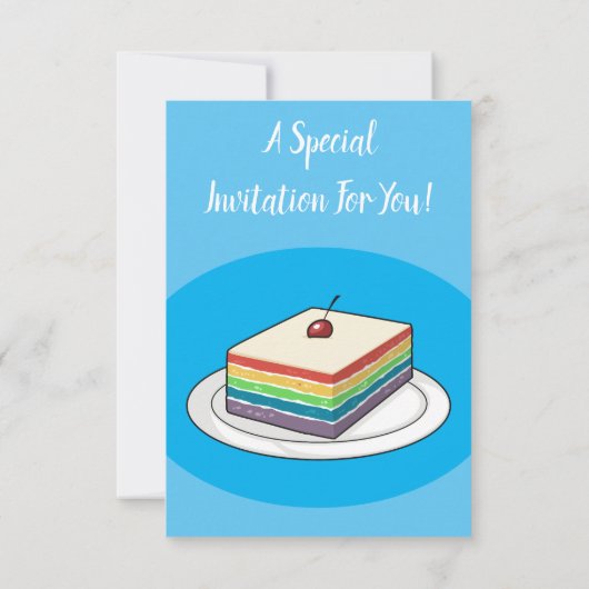 Rainbow cake Cartoon Einladung (Rückseite)