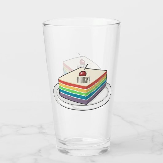 Rainbow cake Cartoon Glas (Rückseite)