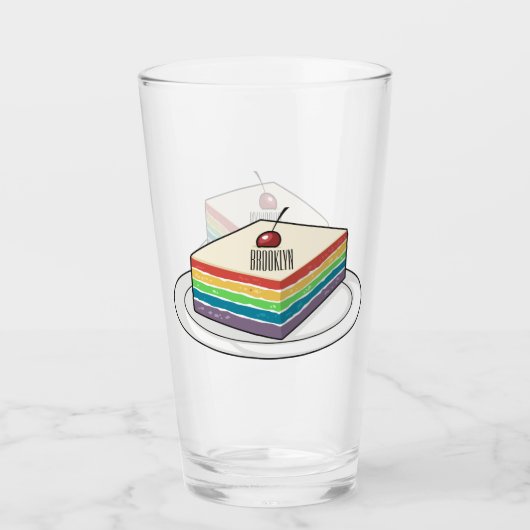 Rainbow cake Cartoon Glas (Vorderseite)