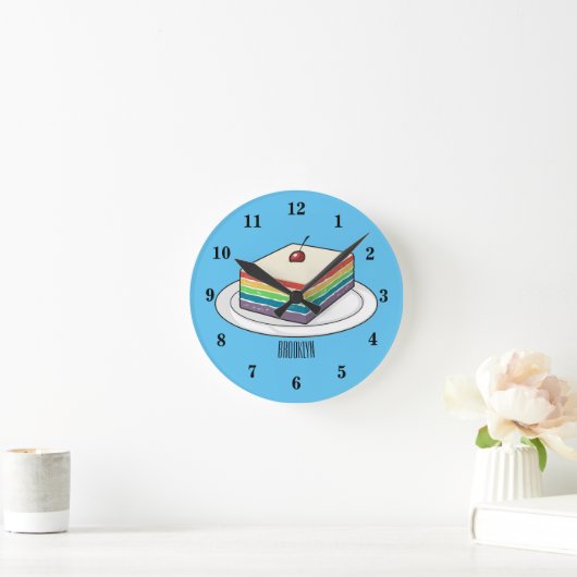 Rainbow cake Cartoon Runde Wanduhr (Zuhause)