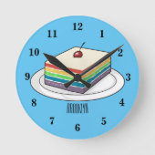 Rainbow cake Cartoon Runde Wanduhr (Vorderseite)