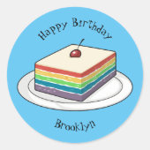 Rainbow cake Cartoon Runder Aufkleber (Vorderseite)
