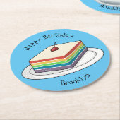 Rainbow cake Cartoon Runder Pappuntersetzer (Angewinkelt)