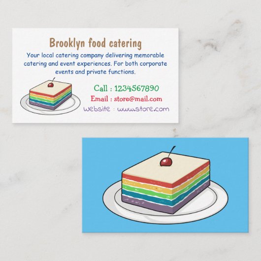 Rainbow cake Cartoon Visitenkarte (Vorne/Hinten)