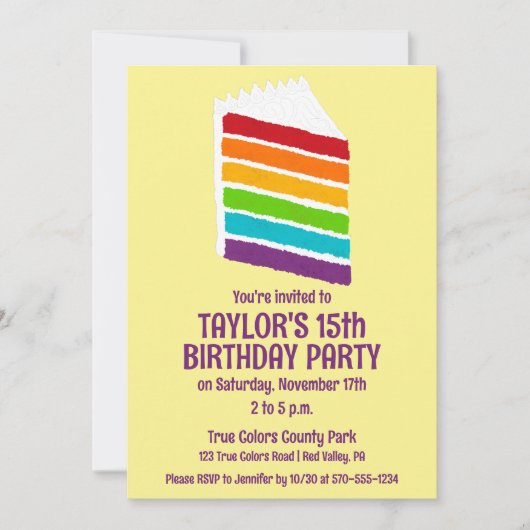 Rainbow Cake Custom Party Einladung (Vorderseite)