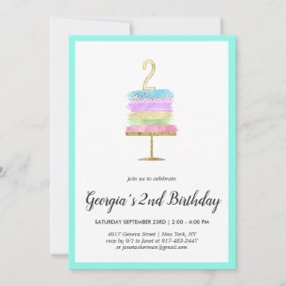 Rainbow Cake | Einladung zum 2. Geburtstag