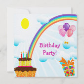 Rainbow & Cake Girl's Niedliche Geburtstag Party Einladung (Rückseite)