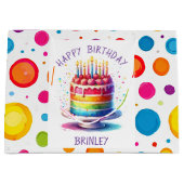Rainbow Cake Happy Birthday Große Geschenktüte (Vorderseite)