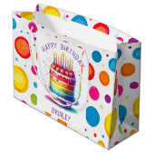 Rainbow Cake Happy Birthday Große Geschenktüte (Rückseite Schrägansicht)