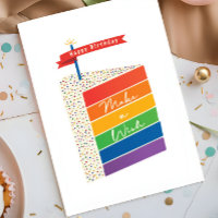 Rainbow Cake Happy Birthday Make a Wish