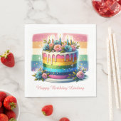 Rainbow Cake Happy Birthday Party Personalisiert Serviette (Beispiel)