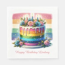 Rainbow Cake Happy Birthday Party Personalisiert