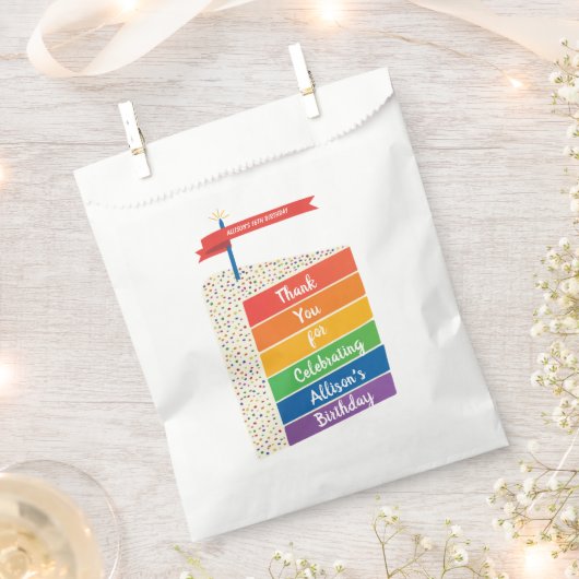 Rainbow Cake Happy Birthday Personalisiert Custom Geschenktütchen (Ausgeschnitten)