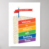 Rainbow Cake Happy Birthday Personalized Custom Poster (Vorne)