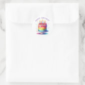 Rainbow Cake Happy Birthday Runder Aufkleber (Tasche)