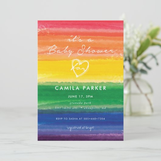 Rainbow cake in Bold Einladung (Stehend Vorderseite)