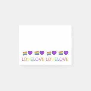 Rainbow Cake Lila Heart LIEBE Gay Pride Post its Post-it Klebezettel