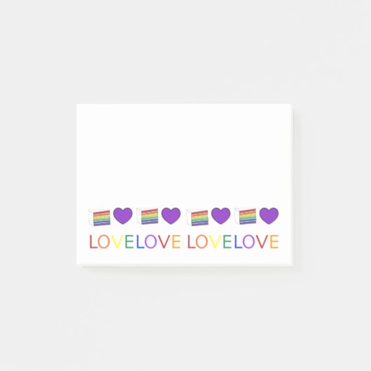 Rainbow Cake Lila Heart LIEBE Gay Pride Post its Post-it Klebezettel (Vorderseite)