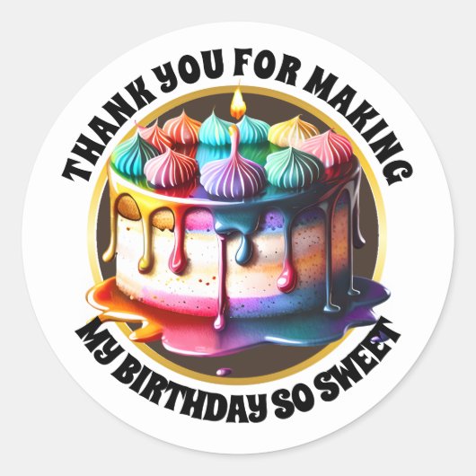 Rainbow cake meringue Dessert Süßigkeiten moderne  Runder Aufkleber (Vorderseite)