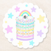 Rainbow Cake mit Pastel Stars Untersetzer (Vorderseite)