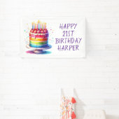 Rainbow Cake Personalized Happy Birthday Banner (InSitu)