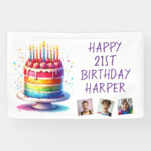 Rainbow Cake Personalized Photo Happy Birthday