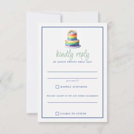 Rainbow Cake RSVP Karte (Vorderseite)
