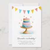 Rainbow Cake und Stars Geburtstagsparty Einladung (Vorderseite)