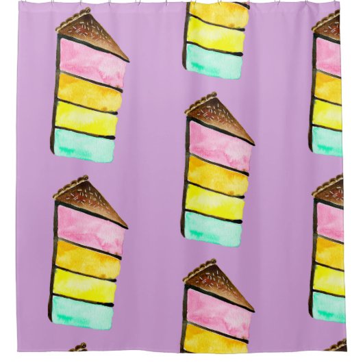 Rainbow Cake Wasserfarbe niedlich Duschvorhang (Vorderseite)