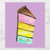 Rainbow Cake Wasserfarbe niedlich Weinetikett (Einzelnes Label)