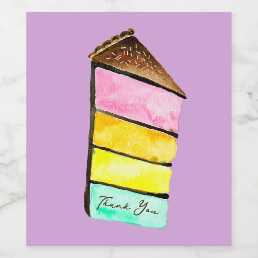 Rainbow Cake Wasserfarbe niedlich Weinetikett (Einzelnes Label)