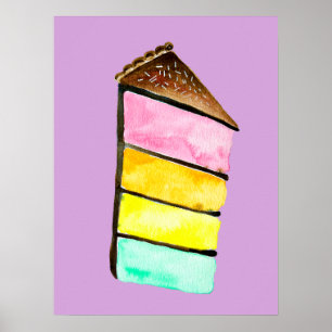 Rainbow cake yu Aquarell niedliche Kunst Poster