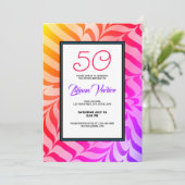 Rainbow Calligraphy Psychedelic Tiger Stripes Einladung (Stehend Vorderseite)