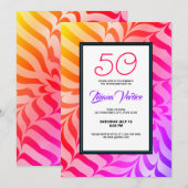 Rainbow Calligraphy Psychedelic Tiger Stripes Einladung (Vorne/Hinten)