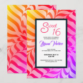 Rainbow Calligraphy Psychedelic Tiger Stripes Einladung (Vorne/Hinten)