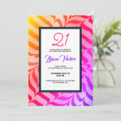 Rainbow Calligraphy Psychedelic Tiger Stripes Einladung (Stehend Vorderseite)