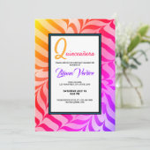 Rainbow Calligraphy Psychedelic Tiger Stripes Einladung (Stehend Vorderseite)
