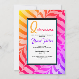 Rainbow Calligraphy Psychedelic Tiger Stripes Einladung