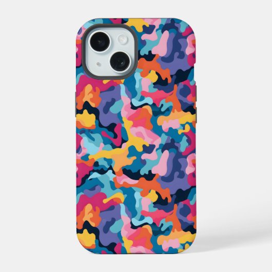 Rainbow Camouflage iPhone 15 Hülle (Rückseite)