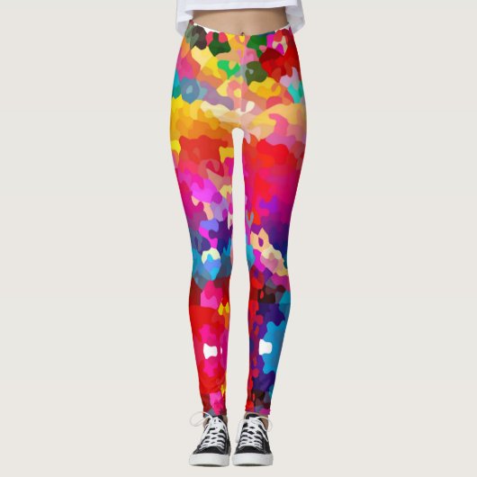 Rainbow Camouflage Leggings - Farbenfrohe Pflanzen (Vorderseite)