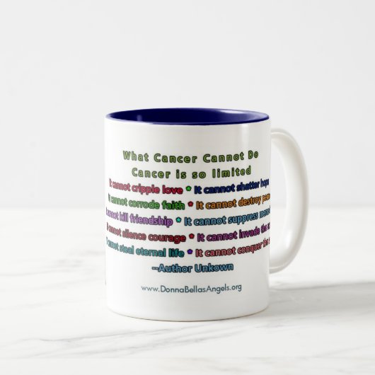 Rainbow Cancer Heart Tasse (VorderseiteRechts)