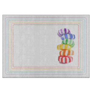 RAINBOW CANDY 15x11 Glas Cutting Board Schneidebrett