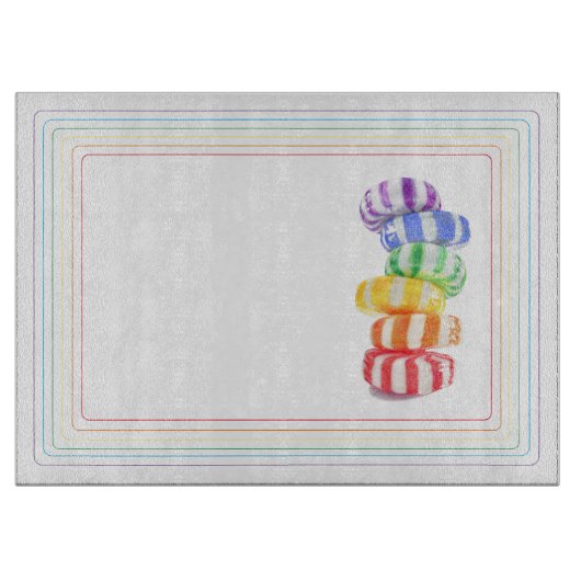 RAINBOW CANDY 15x11 Glas Cutting Board Schneidebrett (Vorderseite)