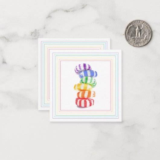 RAINBOW CANDY 2,5" Square Blank Card Mitteilungskarte (Vorderseite/Rückseite Beispiel)