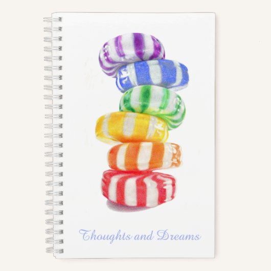 RAINBOW CANDY 5.5x8.5 SpiralNotebook + Text Notizblock (Vorderseite)